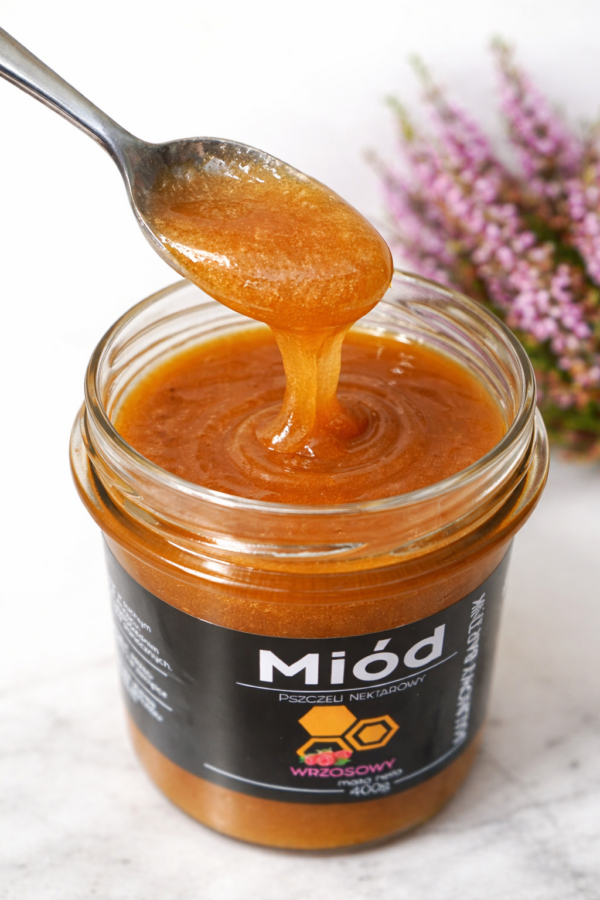 Miód Wrzosowy 0.4Kg, 400g z właściwościami Manuka zbiór 2026 – zdjęcie 2