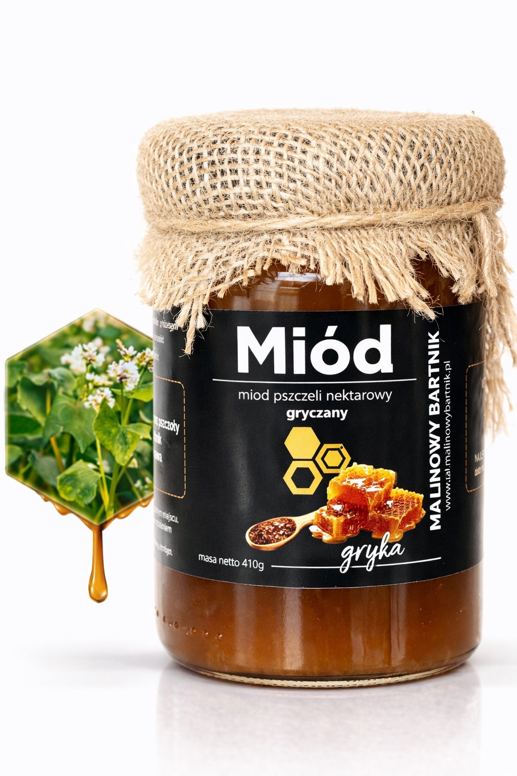 Miód Gryczany - 0.41KG 410G tegoroczny zbiór – zdjęcie 3