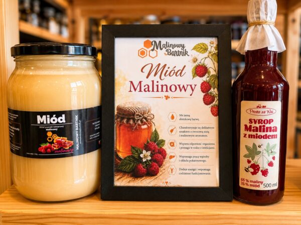 Miód Malinowy z malin polskich 1kg, 1000g świeży zbiór 2026 – zdjęcie 5
