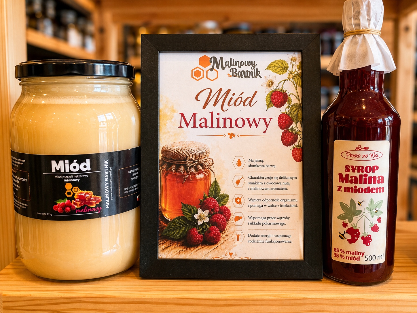 Miód Malinowy z malin polskich 1kg, 1000g świeży zbiór 2026 – zdjęcie 5